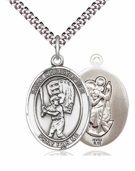 St. Christopher Baseball Medal - Pewter