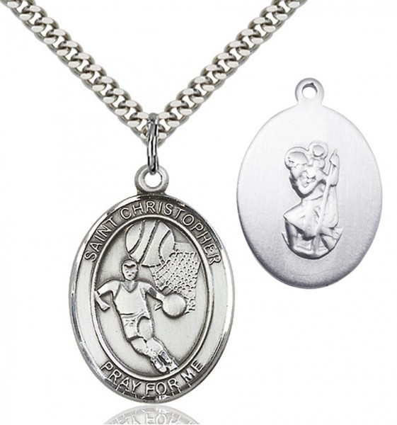 St. Christopher Basketball Medal - Sterling Silver