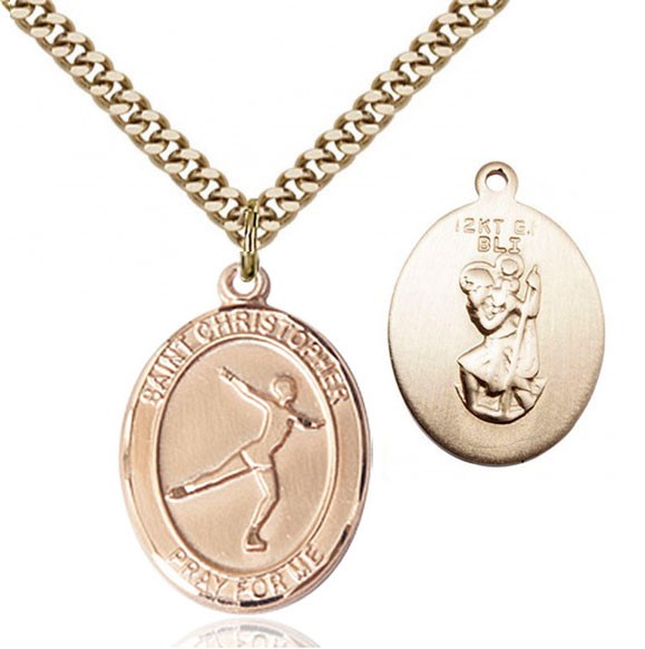 St. Christopher Figure Skating Medal - 14KT Gold Filled