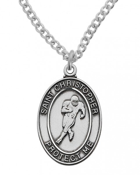 St. Christopher Football Medal Pewter - Pewter
