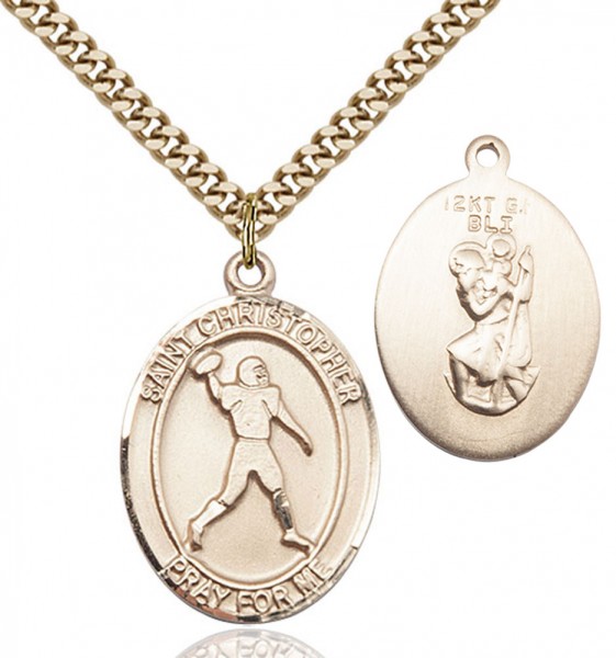 St. Christopher Football Medal - 14KT Gold Filled