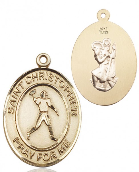 St. Christopher Football Medal - 14K Solid Gold