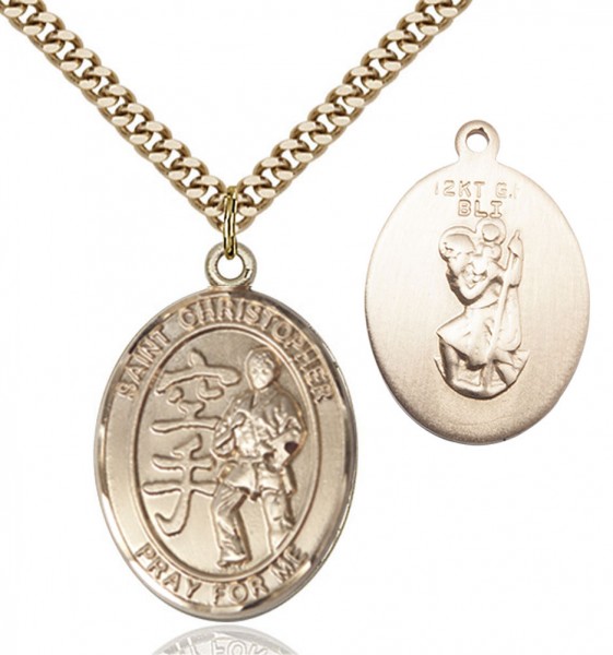 St Christopher Karate Patron Saint Medal - 14KT Gold Filled