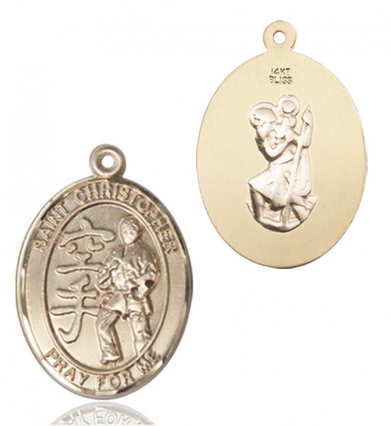 St Christopher Karate Patron Saint Medal - 14K Solid Gold