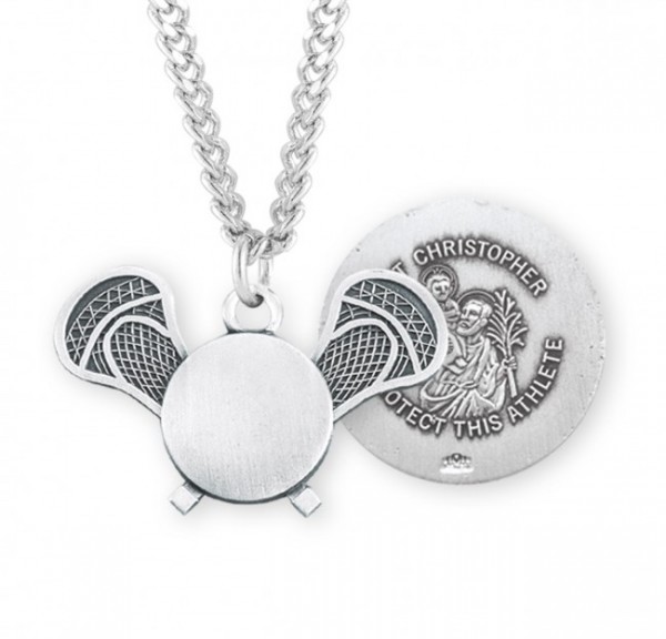 St. Christopher Lacrosse Medal Sterling Silver - Sterling Silver