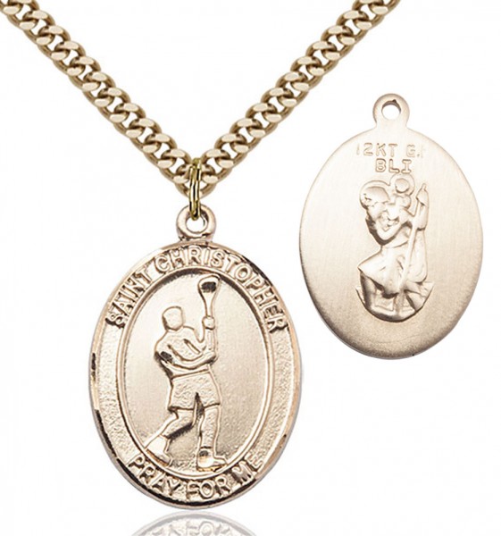 St. Christopher Lacrosse Medal - 14KT Gold Filled