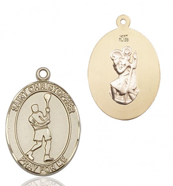 St. Christopher Lacrosse Medal - 14K Solid Gold
