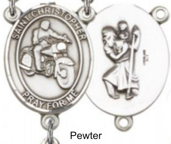 St. Christopher Motorcycle Centerpiece - Pewter