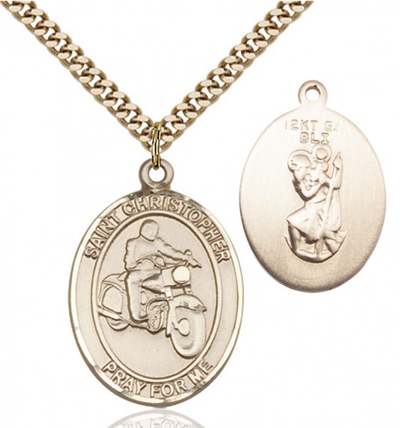 St. Christopher Motorcycle Medal - 14KT Gold Filled
