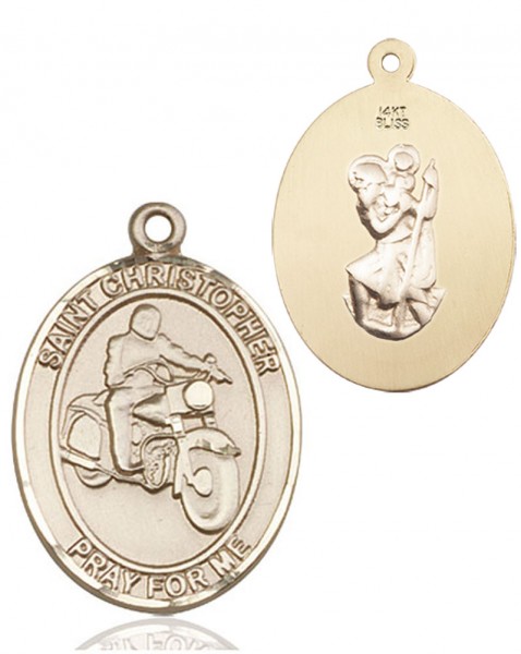 St. Christopher Motorcycle Medal - 14K Solid Gold
