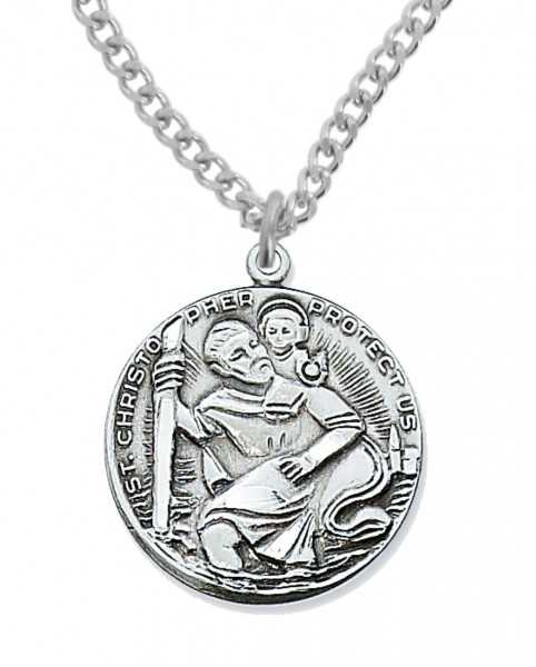 St. Christopher Round Medal Pewter - Pewter