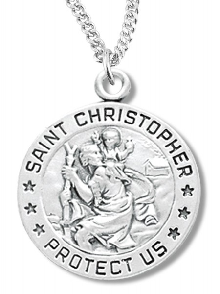 St. Christopher Round Medal Sterling Silver - Sterling Silver