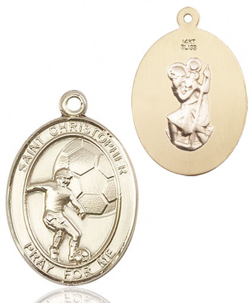 St. Christopher Soccer Medal - 14K Solid Gold