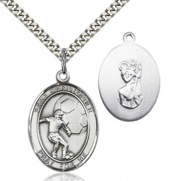 St. Christopher Soccer Medal - Sterling Silver