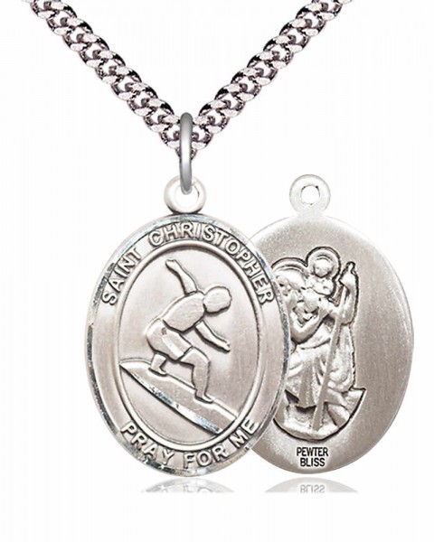 St. Christopher Surfing Medal - Pewter