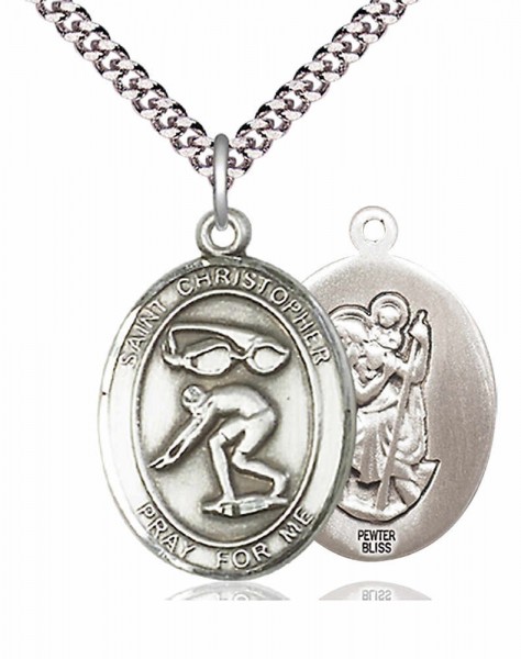 St. Christopher Swimming Medal - Pewter