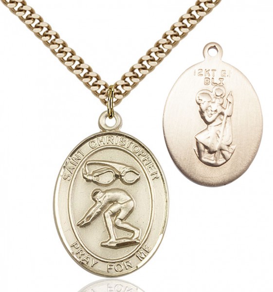 St. Christopher Swimming Medal - 14KT Gold Filled