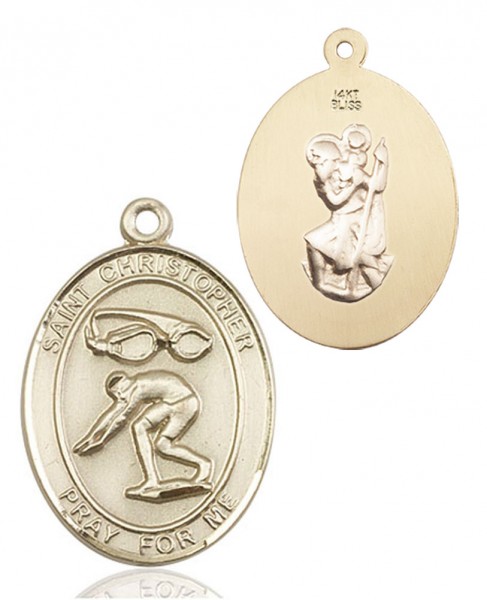 St. Christopher Swimming Medal - 14K Solid Gold