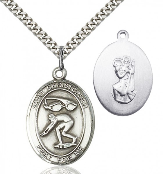 St. Christopher Swimming Medal - Sterling Silver