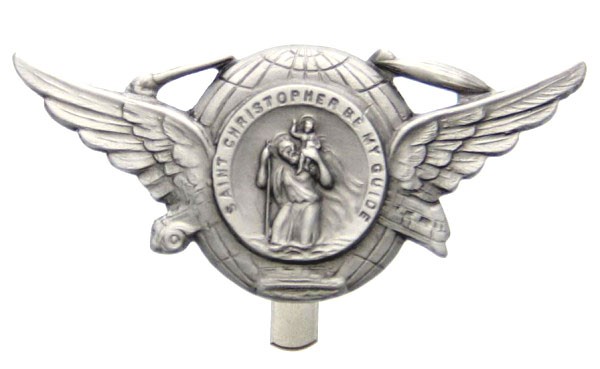 St. Christopher Visor Clip - Antique Silver
