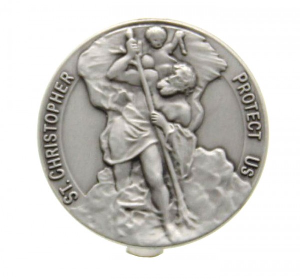 St. Christopher Visor Clip - Antique Silver