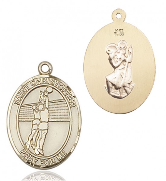 Saint Christopher Volleyball Medal - 14K Solid Gold