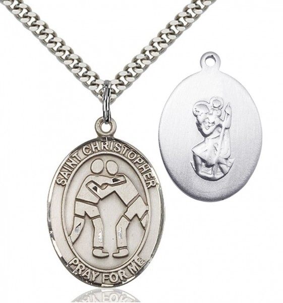 St. Christopher Wrestling Medal - Sterling Silver