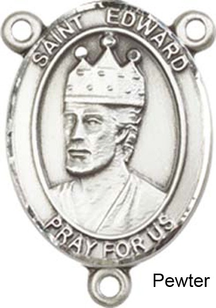 St. Edward the Confessor Rosary Centerpiece Sterling Silver or Pewter - Pewter