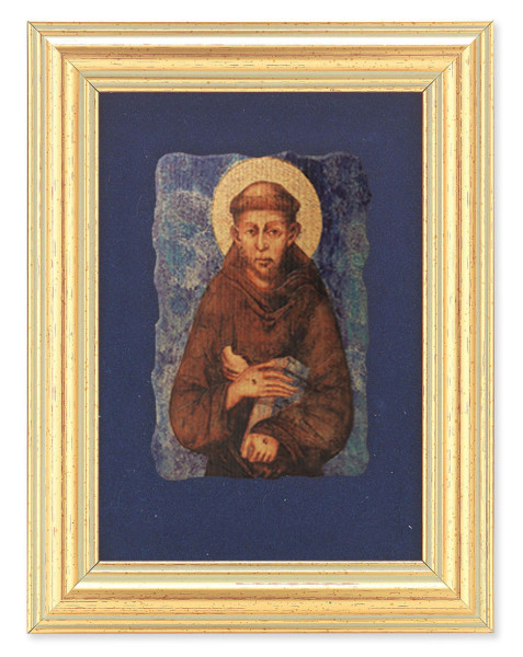 St. Francis 5x6.5 Velvet Back Gold Frame - Blue