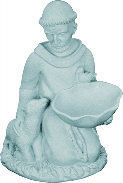 Plastic Saint Francis Bird Feeder Statue - 16 Inch - Granite