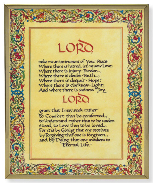 St. Francis Peace Prayer Gold Frame 11x14 Plaque - Full Color