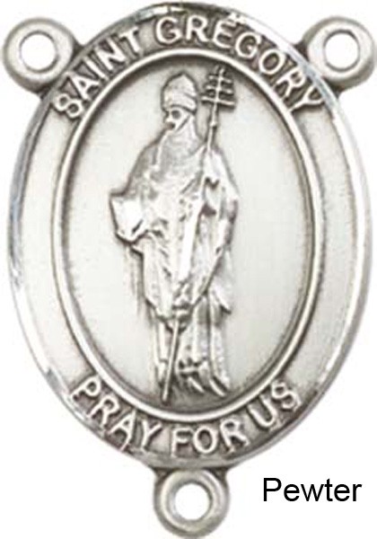 St. Gregory the Great Rosary Centerpiece Sterling Silver or Pewter - Pewter