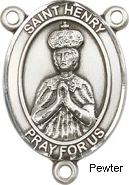 St. Henry II Rosary Centerpiece Sterling Silver or Pewter - Pewter