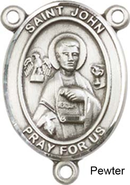 St. John the Apostle Rosary Centerpiece Sterling Silver or Pewter - Pewter