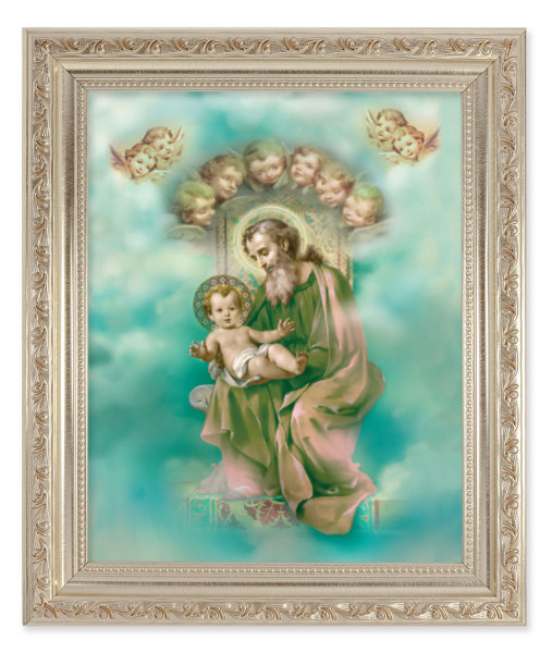 St. Joseph with Angels 8x10 Framed Print Under Glass - #164 Frame