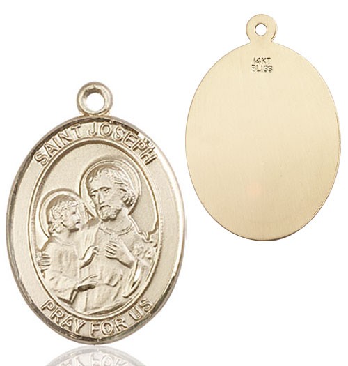 Oval Sterling Silver St. Joseph Medal - 14K Solid Gold