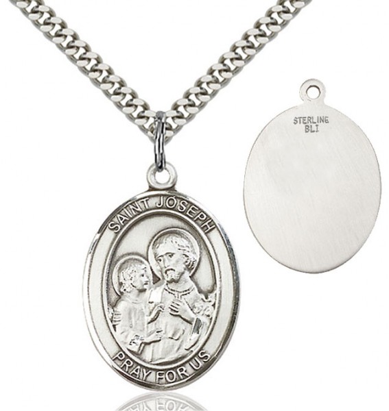 Oval Sterling Silver St. Joseph Medal - Sterling Silver