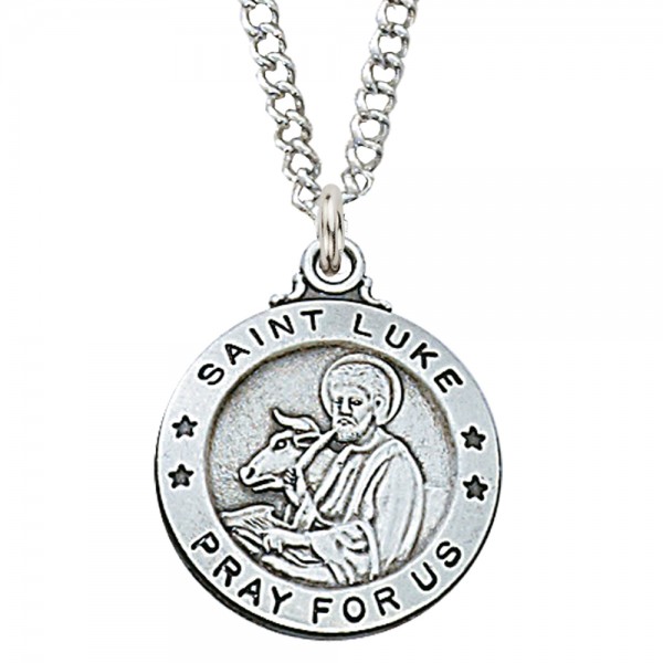 Round Sterling Silver Saint Luke Medal - Silver