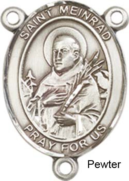 St. Meinrad of Einsideln Rosary Centerpiece Sterling Silver or Pewter - Pewter