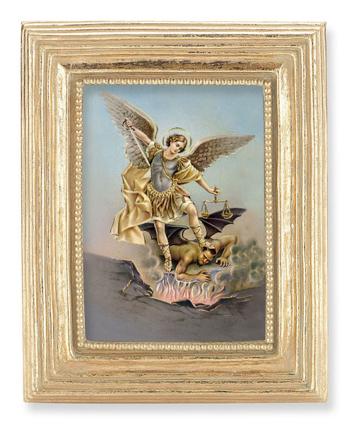 St. Michael 2.5x3.5 Print Under Glass - Gold