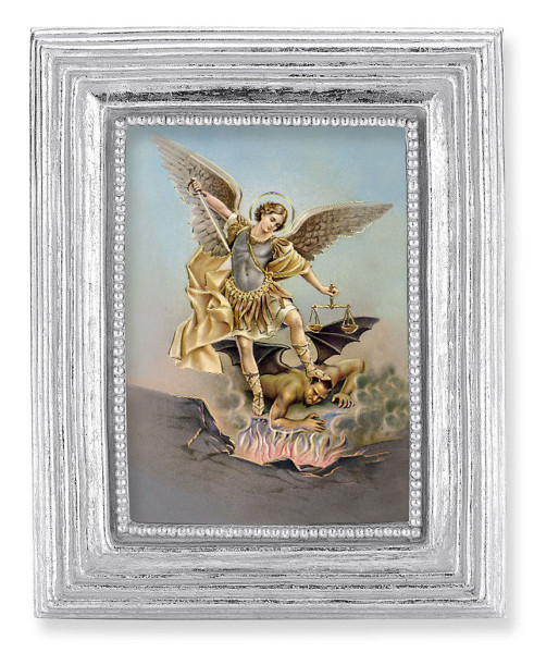 St. Michael 2.5x3.5 Print Under Glass - Silver