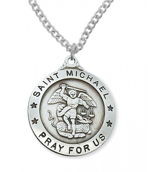 Men's Round St. Michael Medal - Silver