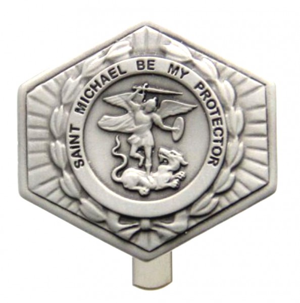St. Michael the Archangel Visor Clip - Antique Silver