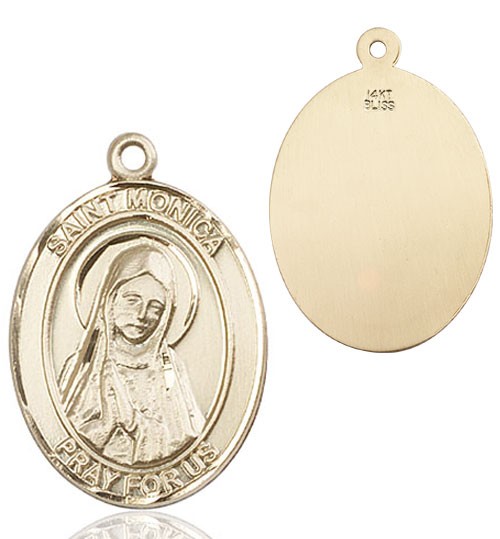 Oval Saint Monica Medal - 14K Solid Gold