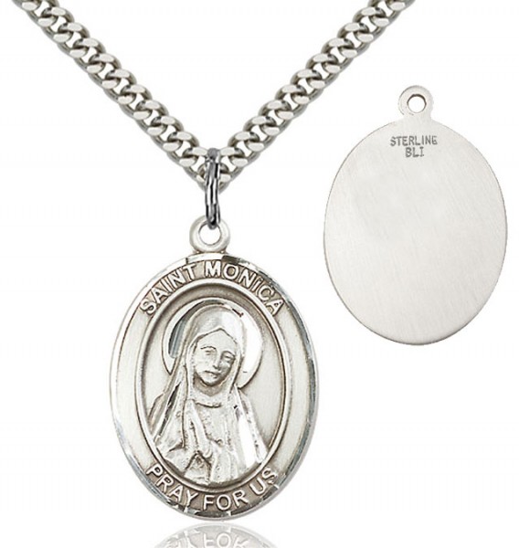 Oval Saint Monica Medal - Sterling Silver