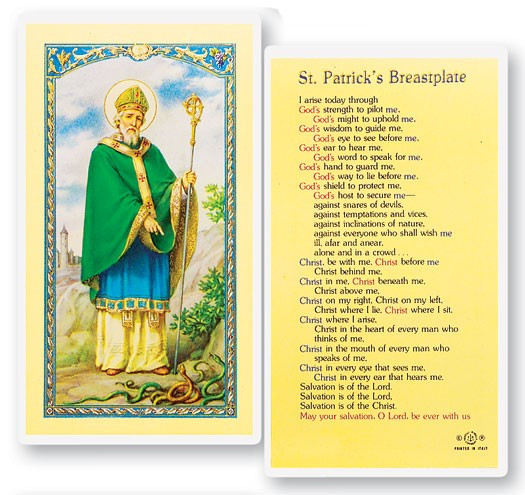 St. Patrick Breastplate Laminated Prayer Card - 1 Prayer Card .99 each