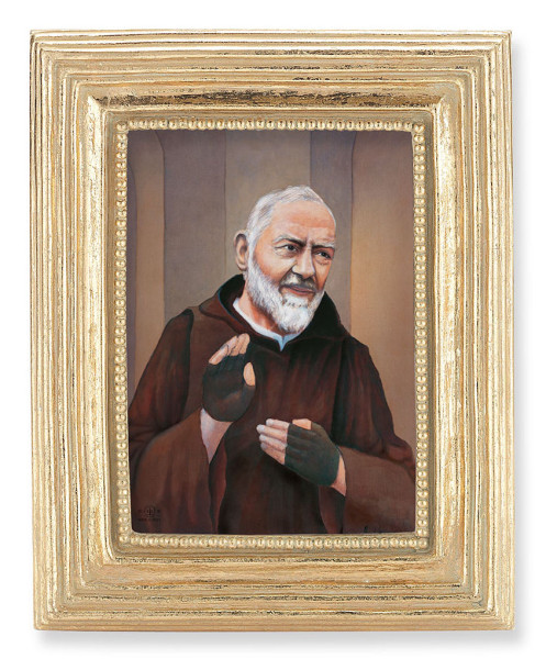 St. Pio 2.5x3.5 Print Under Glass - Gold