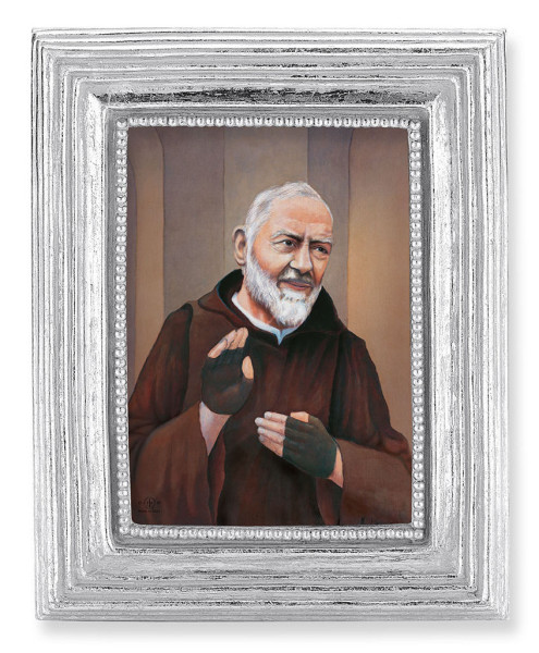 St. Pio 2.5x3.5 Print Under Glass - Silver