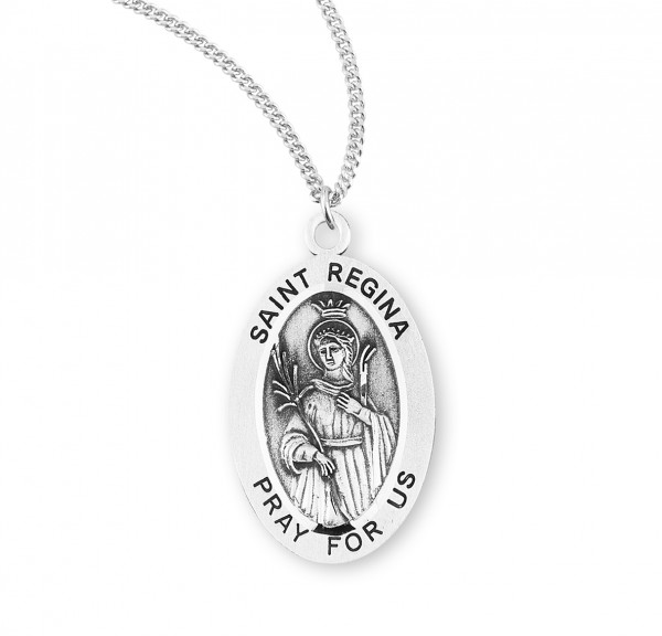 St. Regina Oval Medal - Sterling Silver