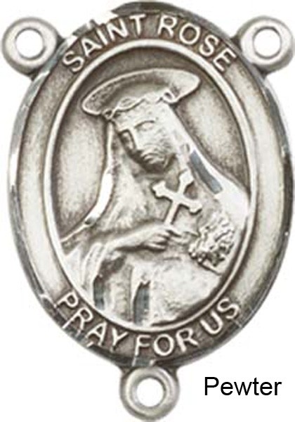 St. Rose of Lima Rosary Centerpiece Sterling Silver or Pewter - Pewter